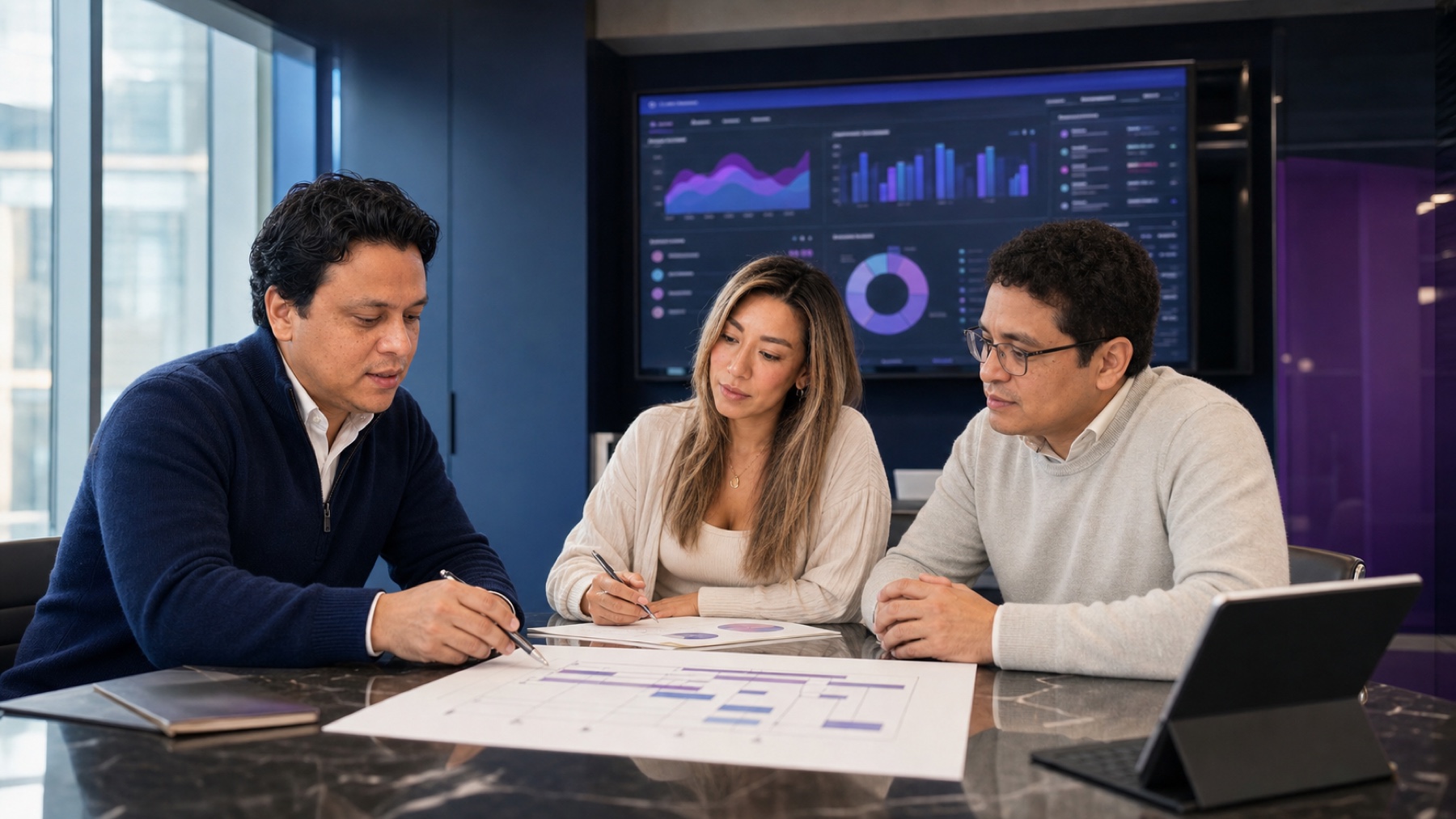 Equipo äGestBi en una sesión de consultoría estratégica y análisis comercial